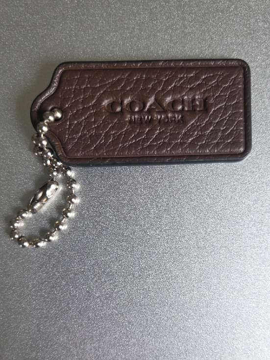 Coach Handbags - Coach Brown Pebbled Leather Logo Tag 2.25"